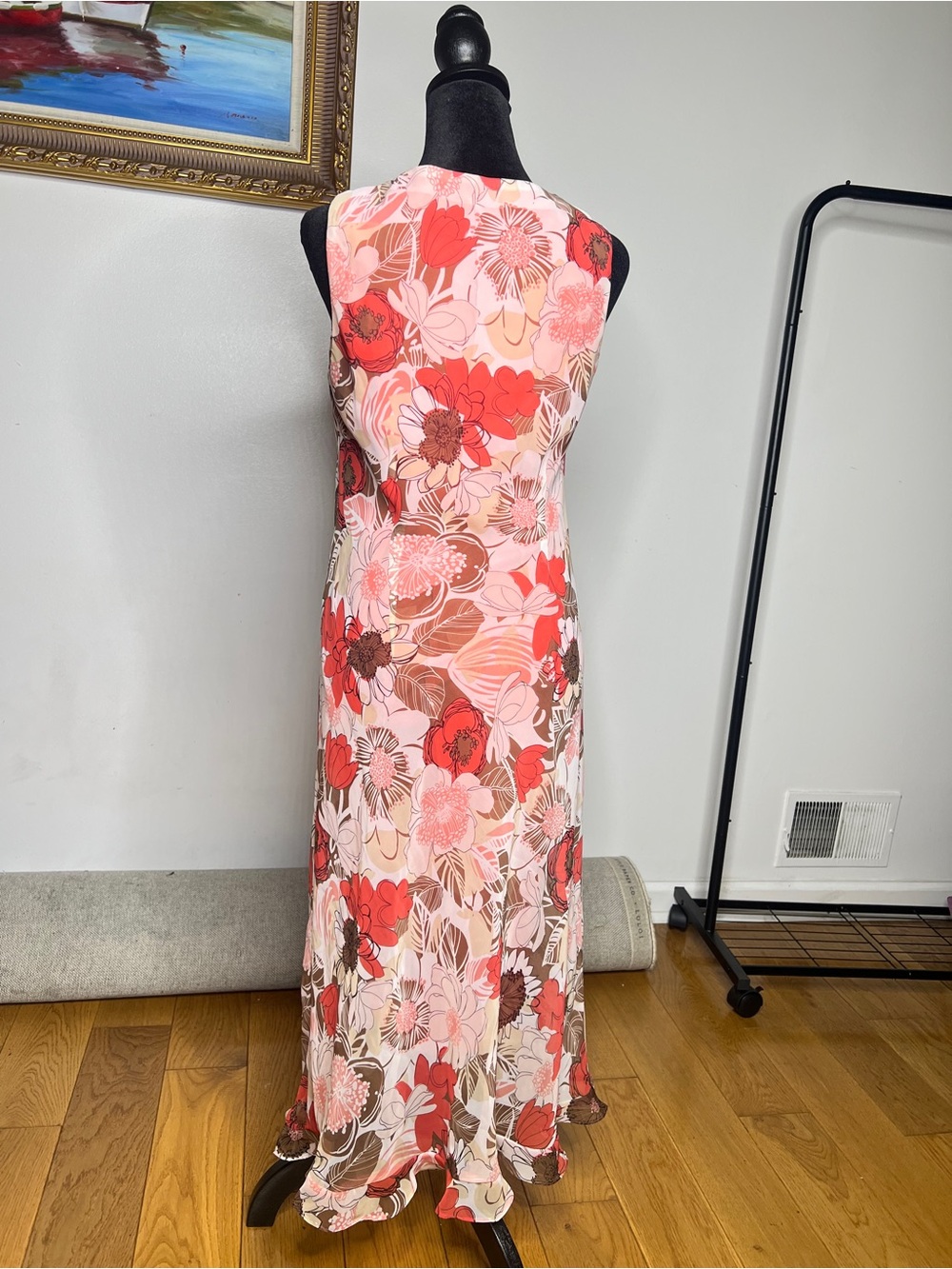 Sleeveless Floral Maxi Dress - Pink/Red Floral - Picture 3 of 5